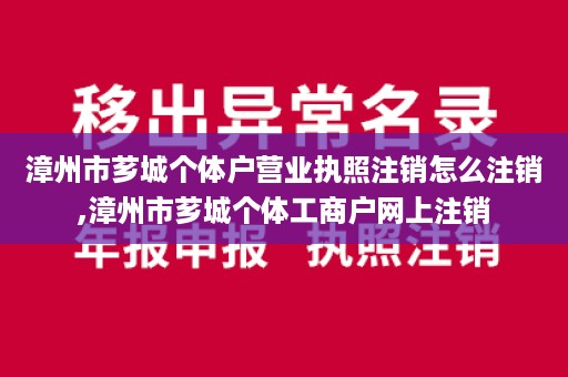 漳州市芗城个体户营业执照注销怎么注销,漳州市芗城个体工商户网上注销