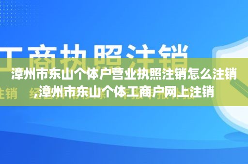 漳州市东山个体户营业执照注销怎么注销,漳州市东山个体工商户网上注销