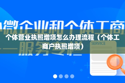 个体营业执照增项怎么办理流程（个体工商户执照增项）