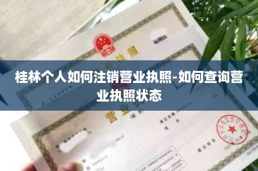 桂林个人如何注销营业执照-如何查询营业执照状态