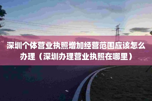 深圳个体营业执照增加经营范围应该怎么办理（深圳办理营业执照在哪里）