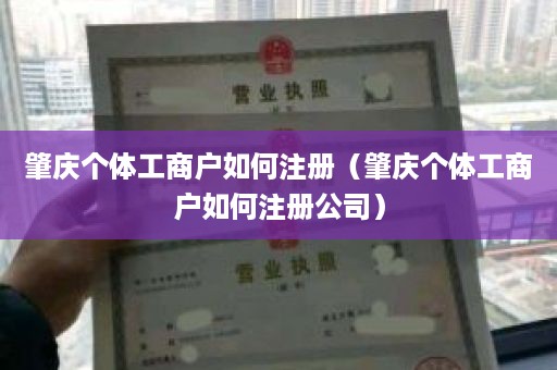 肇庆个体工商户如何注册（肇庆个体工商户如何注册公司）