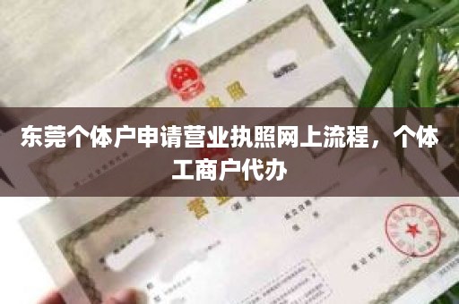 东莞个体户申请营业执照网上流程，个体工商户代办