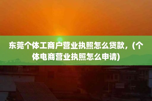 东莞个体工商户营业执照怎么贷款，(个体电商营业执照怎么申请)