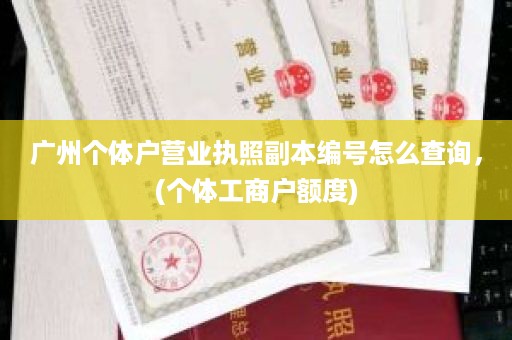 广州个体户营业执照副本编号怎么查询，(个体工商户额度)