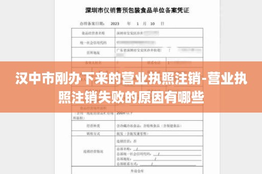 汉中市刚办下来的营业执照注销-营业执照注销失败的原因有哪些