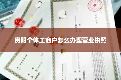 贵阳个体工商户怎么办理营业执照