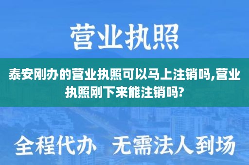 泰安刚办的营业执照可以马上注销吗,营业执照刚下来能注销吗?