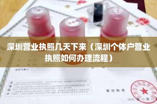 深圳营业执照几天下来（深圳个体户营业执照如何办理流程）