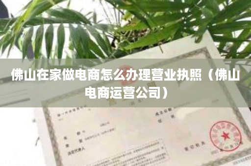 佛山在家做电商怎么办理营业执照（佛山电商运营公司）