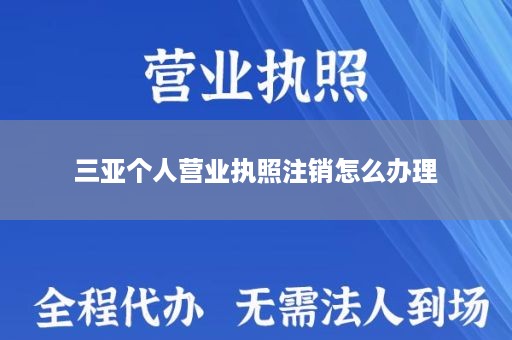 三亚个人营业执照注销怎么办理