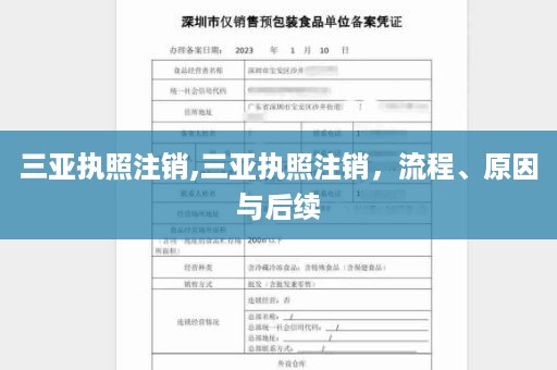 三亚执照注销,三亚执照注销，流程、原因与后续