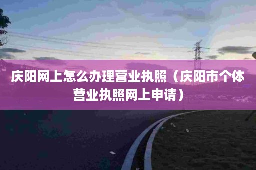 庆阳网上怎么办理营业执照（庆阳市个体营业执照网上申请）