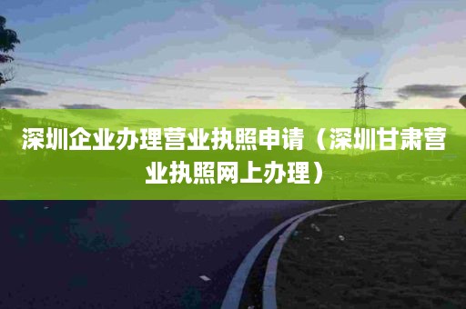 深圳企业办理营业执照申请（深圳甘肃营业执照网上办理）