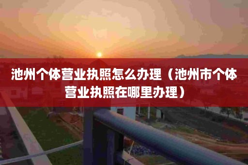 池州个体营业执照怎么办理（池州市个体营业执照在哪里办理）