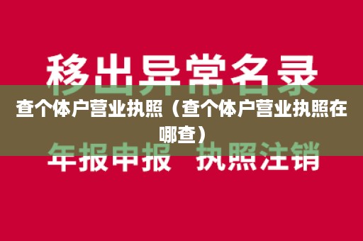 查个体户营业执照（查个体户营业执照在哪查）