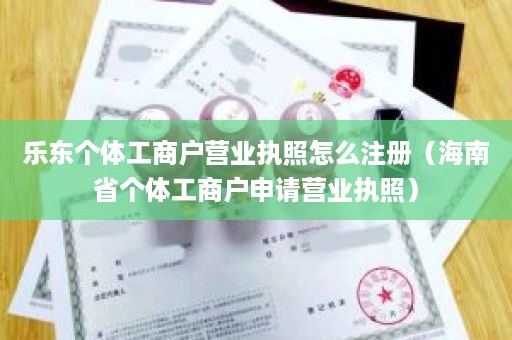 乐东个体工商户营业执照怎么注册（海南省个体工商户申请营业执照）