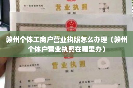 赣州个体工商户营业执照怎么办理（赣州个体户营业执照在哪里办）