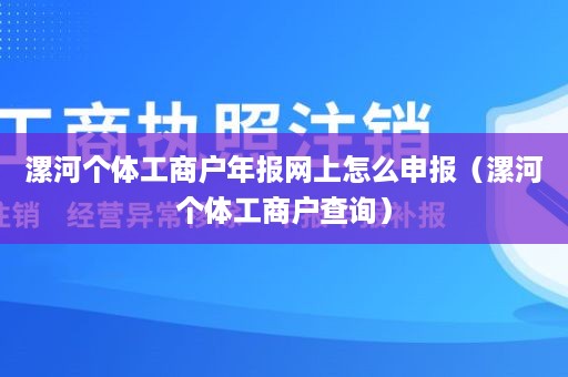 漯河个体工商户年报网上怎么申报（漯河个体工商户查询）