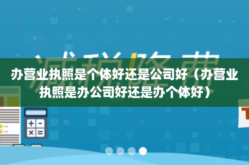 办营业执照是个体好还是公司好（办营业执照是办公司好还是办个体好）