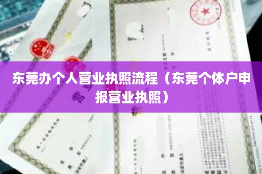 东莞办个人营业执照流程（东莞个体户申报营业执照）