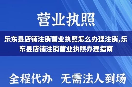 乐东县店铺注销营业执照怎么办理注销,乐东县店铺注销营业执照办理指南