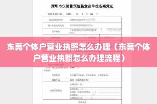 东莞个体户营业执照怎么办理（东莞个体户营业执照怎么办理流程）