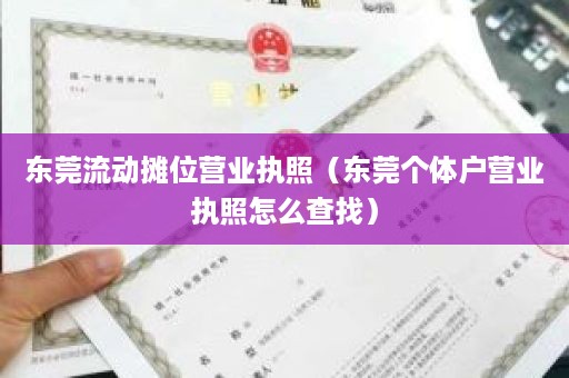 东莞流动摊位营业执照（东莞个体户营业执照怎么查找）