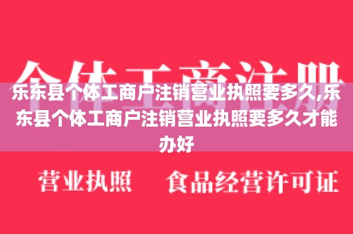 乐东县个体工商户注销营业执照要多久,乐东县个体工商户注销营业执照要多久才能办好