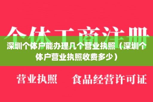 深圳个体户能办理几个营业执照（深圳个体户营业执照收费多少）