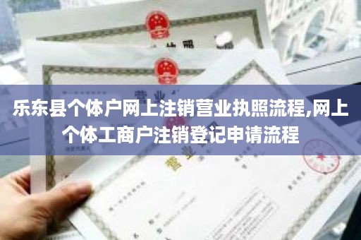 乐东县个体户网上注销营业执照流程,网上个体工商户注销登记申请流程