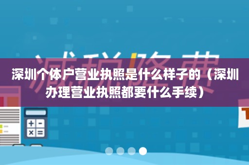 深圳个体户营业执照是什么样子的（深圳办理营业执照都要什么手续）