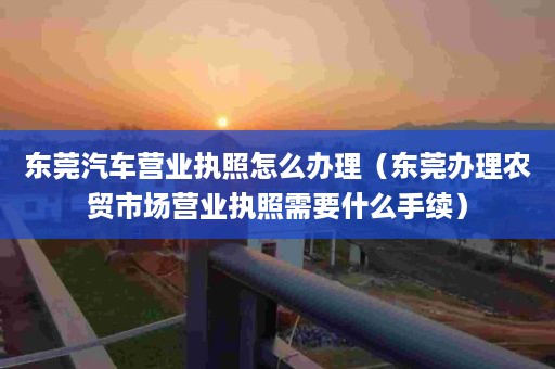 东莞汽车营业执照怎么办理（东莞办理农贸市场营业执照需要什么手续）