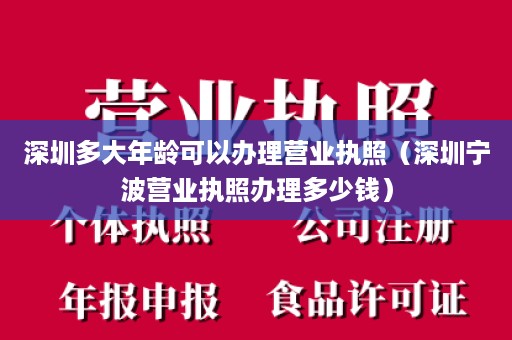 深圳多大年龄可以办理营业执照（深圳宁波营业执照办理多少钱）