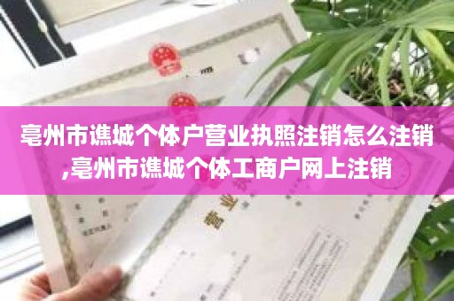 亳州市谯城个体户营业执照注销怎么注销,亳州市谯城个体工商户网上注销