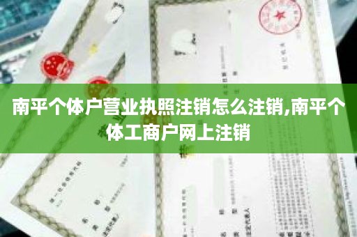 南平个体户营业执照注销怎么注销,南平个体工商户网上注销