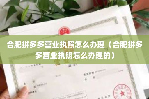 合肥拼多多营业执照怎么办理（合肥拼多多营业执照怎么办理的）