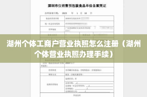 湖州个体工商户营业执照怎么注册（湖州个体营业执照办理手续）