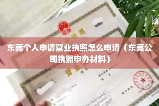 东莞个人申请营业执照怎么申请（东莞公司执照申办材料）