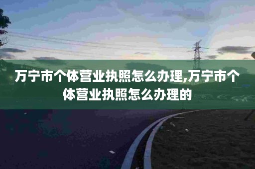 万宁市个体营业执照怎么办理,万宁市个体营业执照怎么办理的