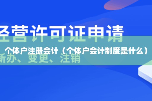 个体户注册会计（个体户会计制度是什么）