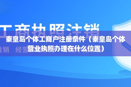 秦皇岛个体工商户注册条件（秦皇岛个体营业执照办理在什么位置）