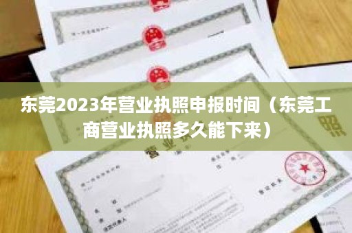 东莞2023年营业执照申报时间（东莞工商营业执照多久能下来）