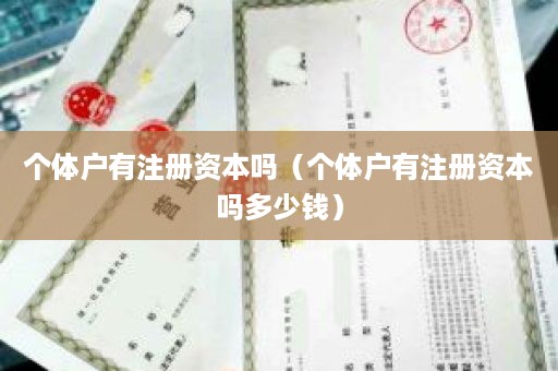 个体户有注册资本吗（个体户有注册资本吗多少钱）