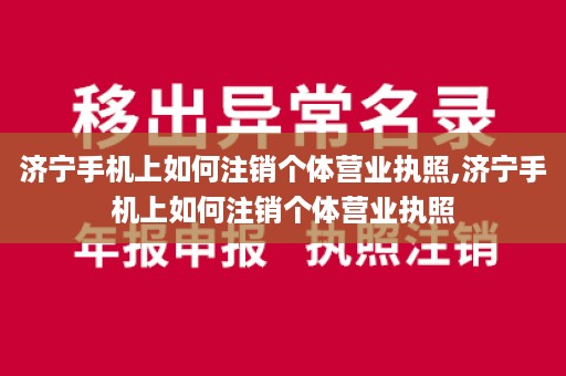 济宁手机上如何注销个体营业执照,济宁手机上如何注销个体营业执照