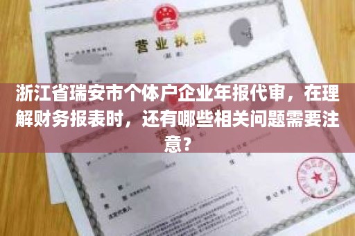 浙江省瑞安市个体户企业年报代审，在理解财务报表时，还有哪些相关问题需要注意？