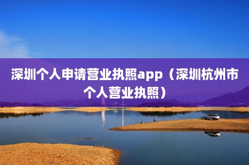 深圳个人申请营业执照app（深圳杭州市个人营业执照）