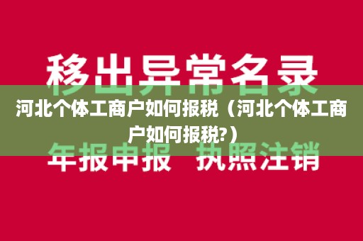 河北个体工商户如何报税（河北个体工商户如何报税?）