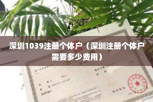 深圳1039注册个体户（深圳注册个体户需要多少费用）