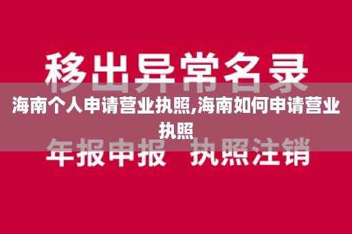 海南个人申请营业执照,海南如何申请营业执照